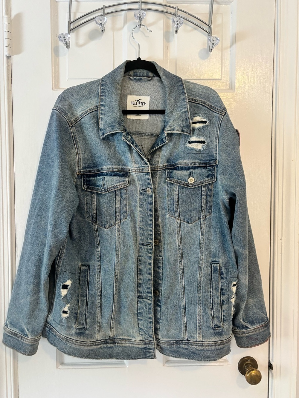 Hollister Light Wash Distressed Denim Jacket